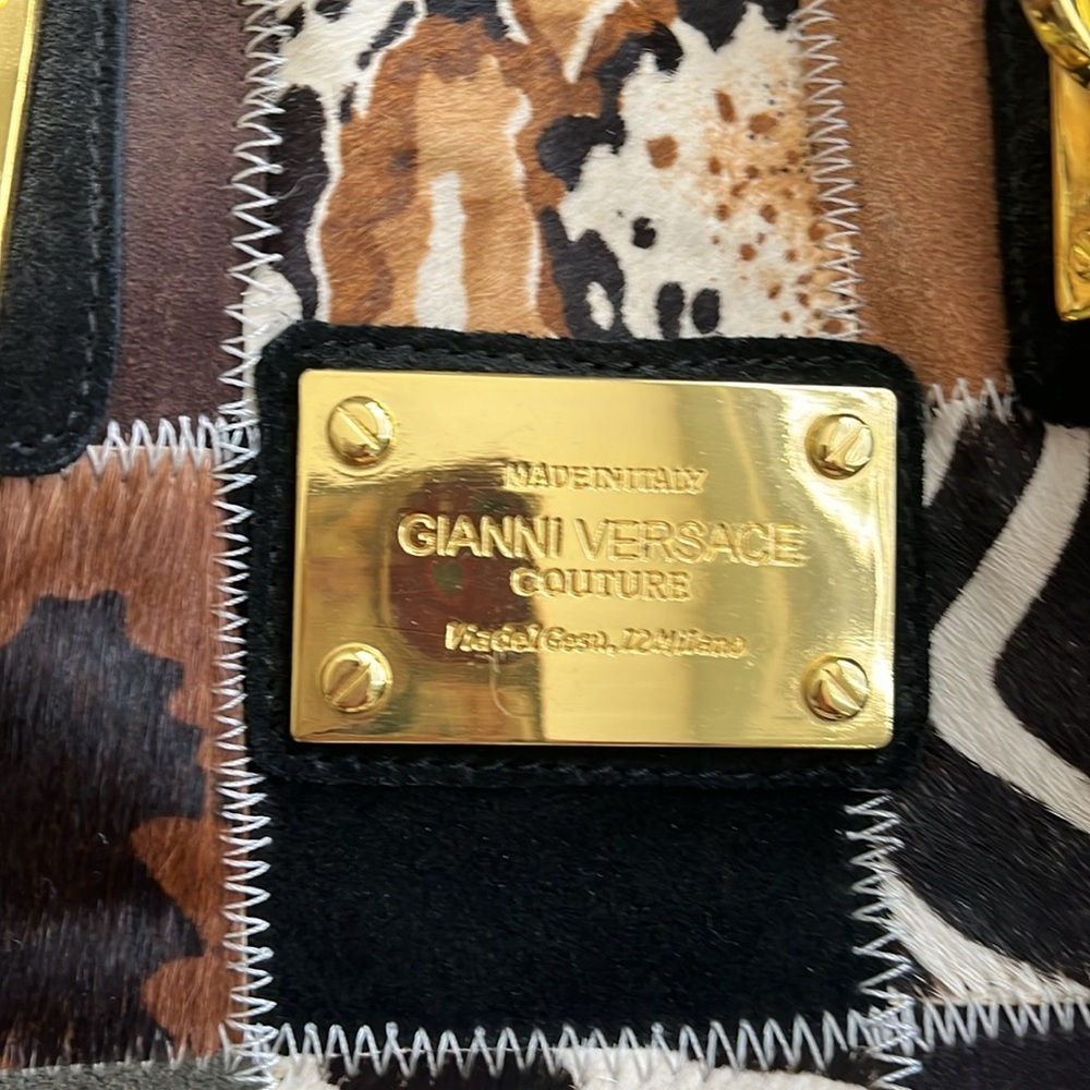🎉SUPER RARE🎉 Inspired by Versace Genuine Fur/Suede/Leather Patchwork Bag. - Picture 3 of 6